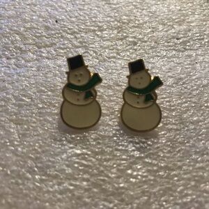 Snowman Earrings with Green Scarf